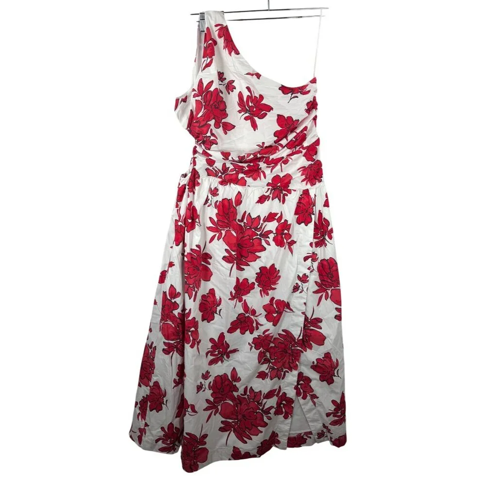 Abercrombie & Fitch Chase One shoulder Cutout floral‎ dress red sz XLP